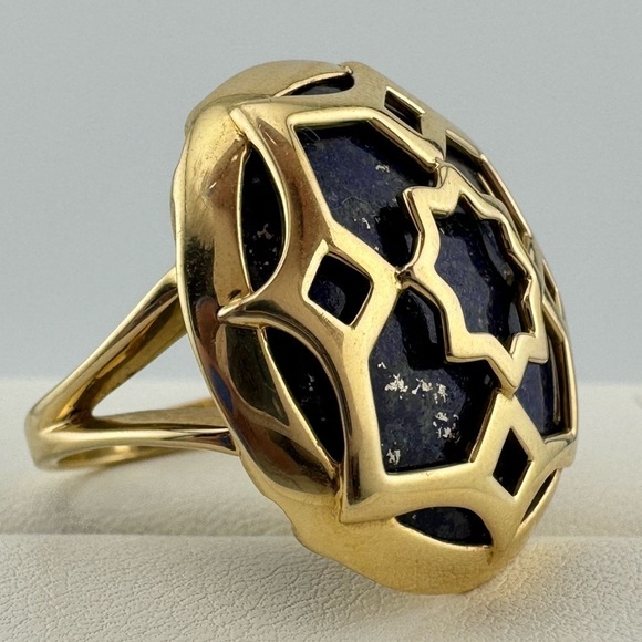 RARE Tiffany & Co. 18k Paloma's. Zellige Cocktail Ring with Lapis Lazuli Size 7 - Picture 6 of 10